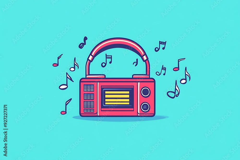 radio music player with notes radio music player with notes