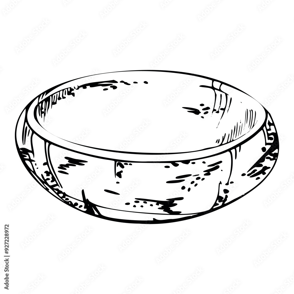 Ceramic plate dish bowl beige, for hobby, handmade, food. Hand drawn in