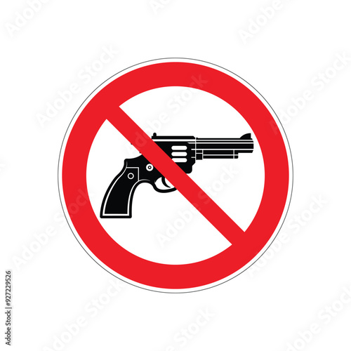 No guns sign, black gun outline in red crossed circle