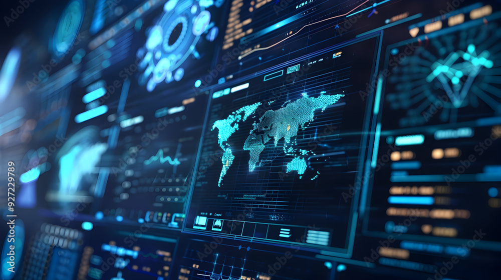 Global Data Network Interface Illustration Global Data Network Interface Illustration