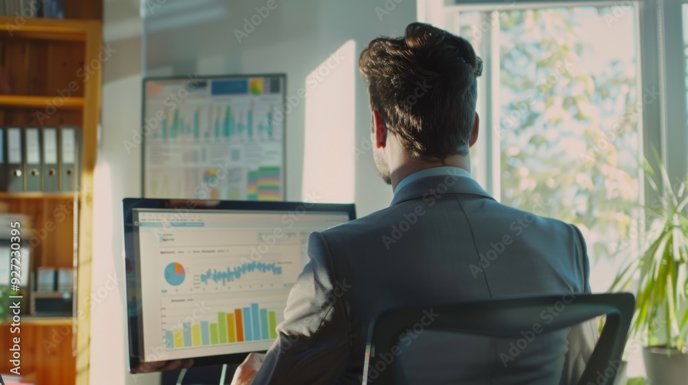 A dedicated professional reviews financial charts and data visualizations in a well-lit office, ensuring accurate analysis and decision making. A dedicated professional reviews financial charts and data visualizations in a well-lit office, ensuring accurate analysis and decision making.