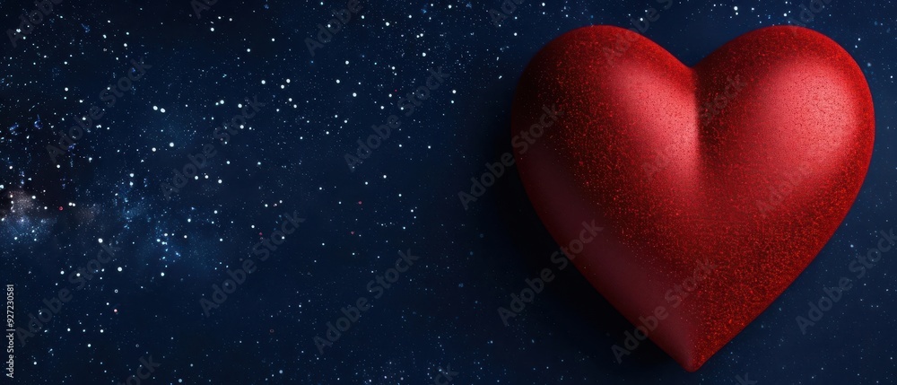 Glittery heart floating in the night sky, Sparkling heart, Romantic fantasy Glittery heart floating in the night sky, Sparkling heart, Romantic fantasy