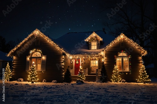 Christmas night lights decorating house