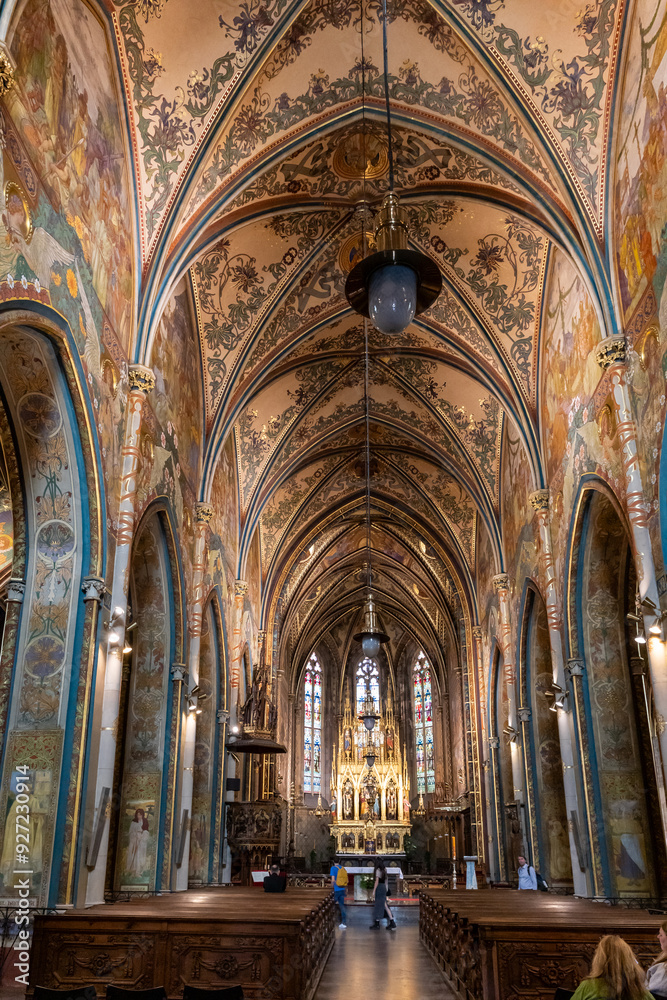 Central hall of the Saints Peter and Paul Basilica in the Vysehrad district of Prague in Czech Republic Central hall of the Saints Peter and Paul Basilica in the Vysehrad district of Prague in Czech Republic
