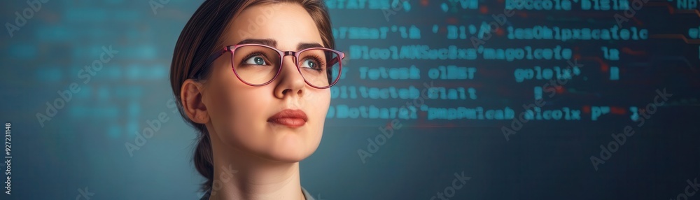 Woman securing holographic blockchain data, Cyber security, Blockchain protection Woman securing holographic blockchain data, Cyber security, Blockchain protection