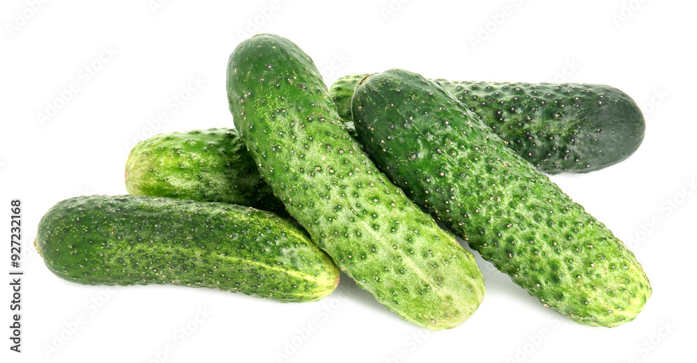 Pile of whole fresh cucumbers isolated on white Pile of whole fresh cucumbers isolated on white
