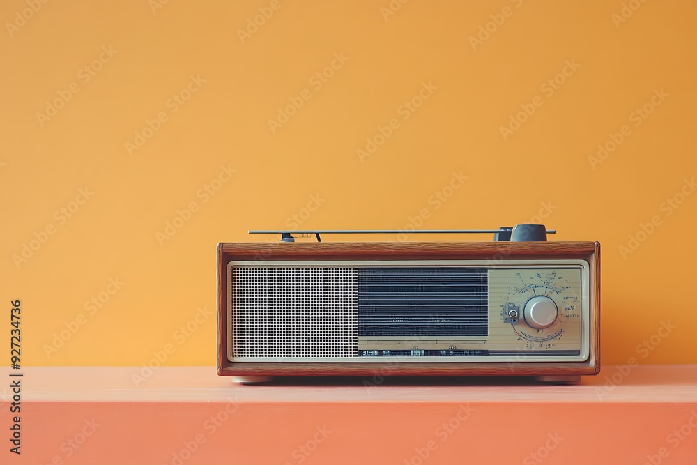 Fototapeta premium 3d render of radio in minimal style.