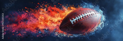 A football engulfed in flames, symbolizing passion, competition, energy, and the intensity of the game.