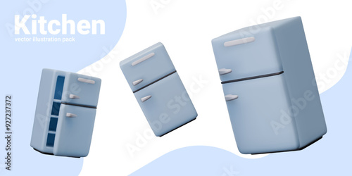 Realistic refrigerator in cartoon style. Household electrical appliances for kitchen