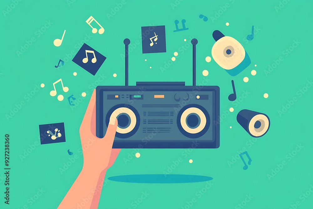Obraz premium Radio retro style, illustration