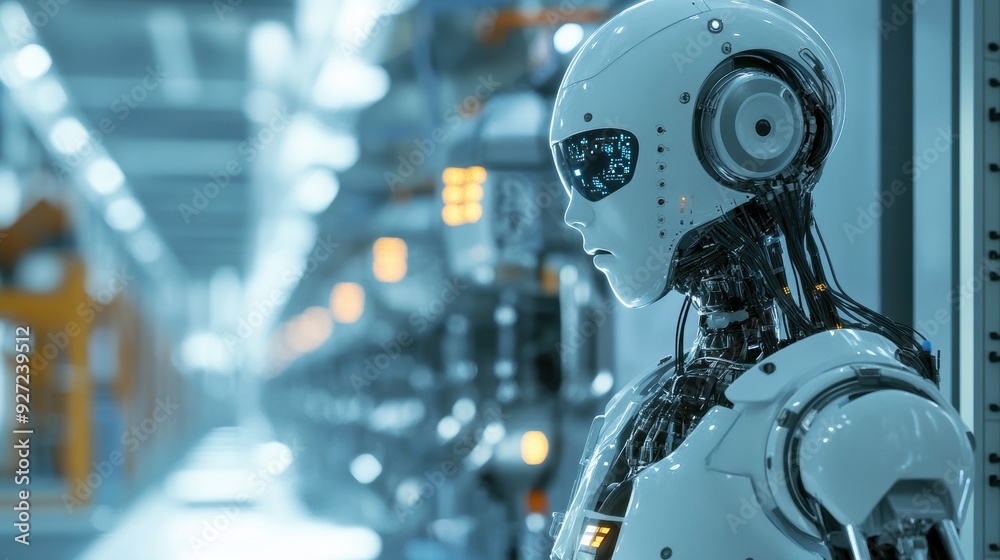Futuristic Robot Working Efficiently in a Renewable Energy Power Plant Futuristic Robot Working Efficiently in a Renewable Energy Power Plant
