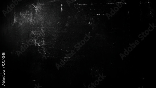Premium Black Grunge Texture, Crumpled black cardboard with wrinkles and wrinkled folds.