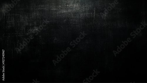 Premium Black Grunge Texture, Crumpled black cardboard with wrinkles and wrinkled folds.