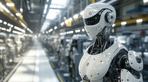 Wallpaper Mural Futuristic Robotic Manager at Work in an Automated Factory Torontodigital.ca