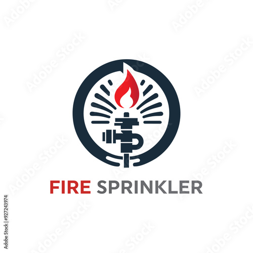 water sprinkler logo design, fire sprinkler, fire extinguisher, fire protection logo vector, sprinkler icon illustration