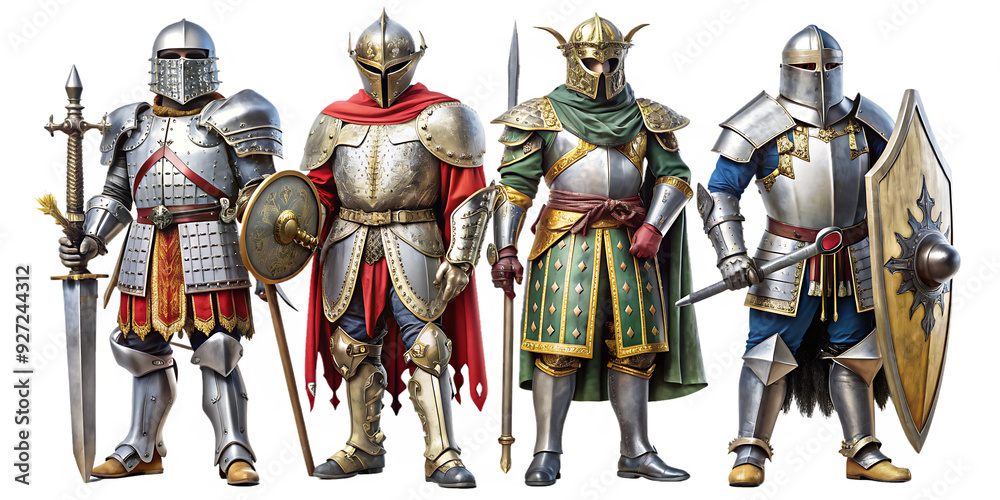Naklejka premium set of knight isolated on white background.AI GENERATED