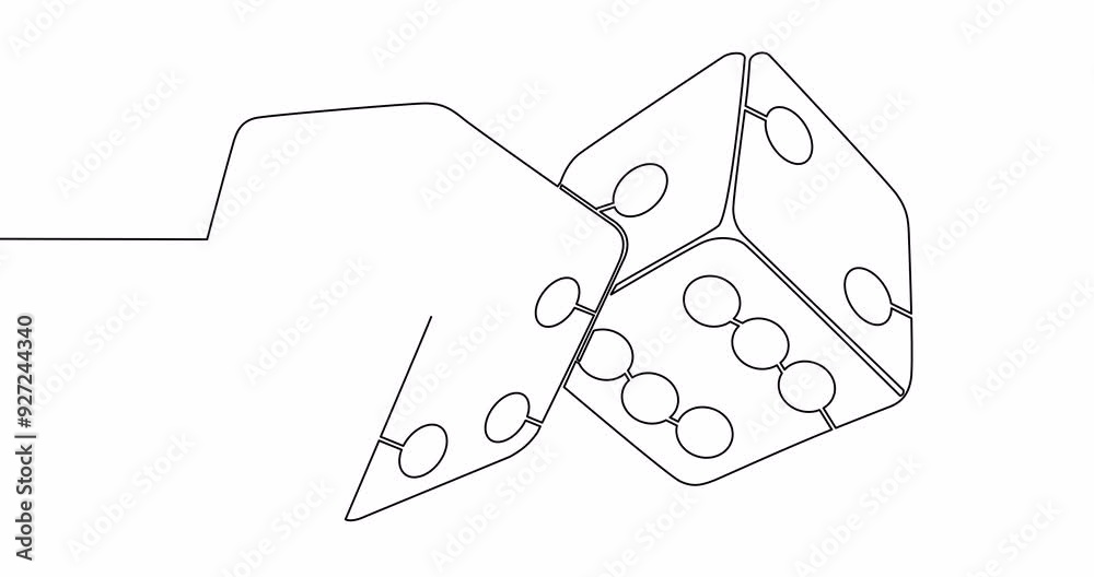 Self drawing line animation Two Dice casino gambling continuous one single line drawn concept video Self drawing line animation Two Dice casino gambling continuous one single line drawn concept video