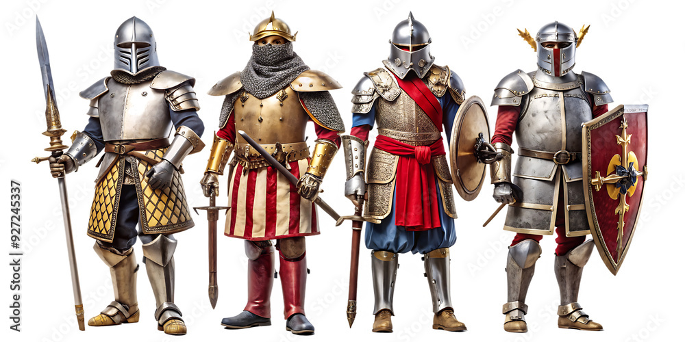 Naklejka premium set of knight isolated on white background.AI GENERATED