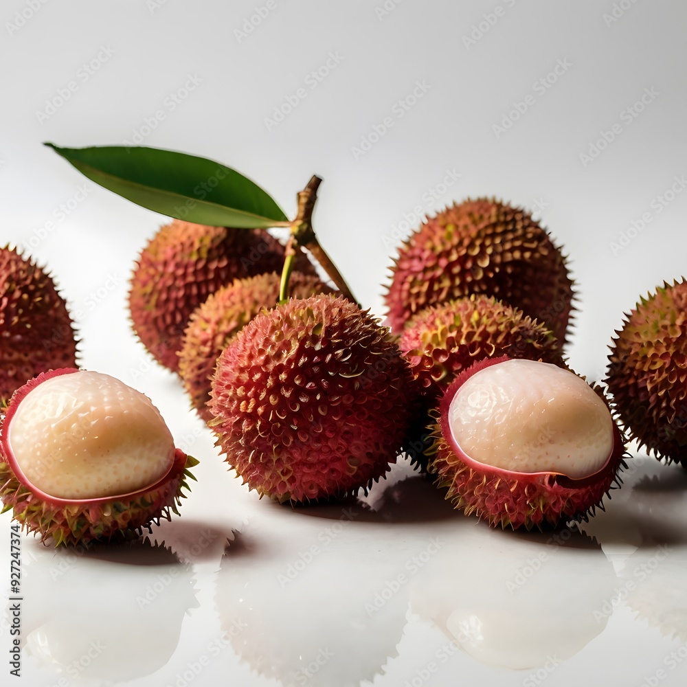 Lychee Fruit Still Life Minimalist Avatar on a White Background Lychee Fruit Still Life Minimalist Avatar on a White Background