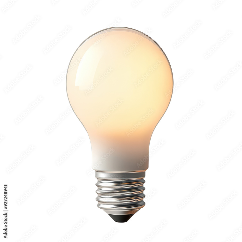 A glowing light bulb with a standard screw base, radiating a warm light, symbolizing illumination and energy efficiency A glowing light bulb with a standard screw base, radiating a warm light, symbolizing illumination and energy efficiency