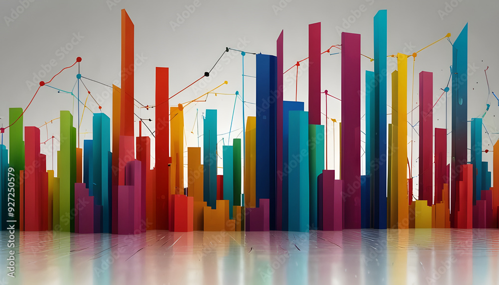 Colorful Abstract Business growth graph Background. Generative AI Colorful Abstract Business growth graph Background. Generative AI