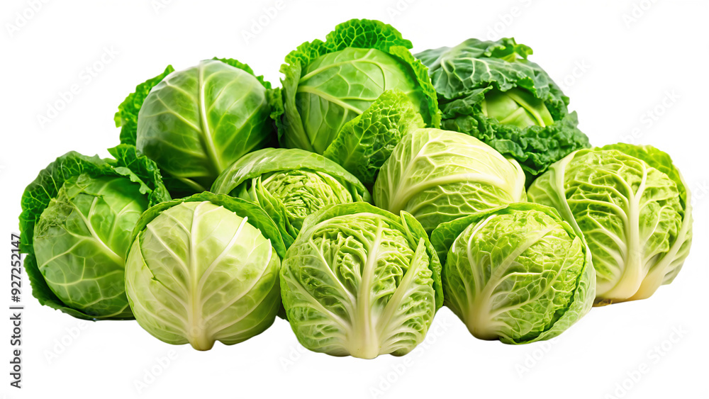Fototapeta premium set of separate cabbage isolated on white background.AI GENERATED