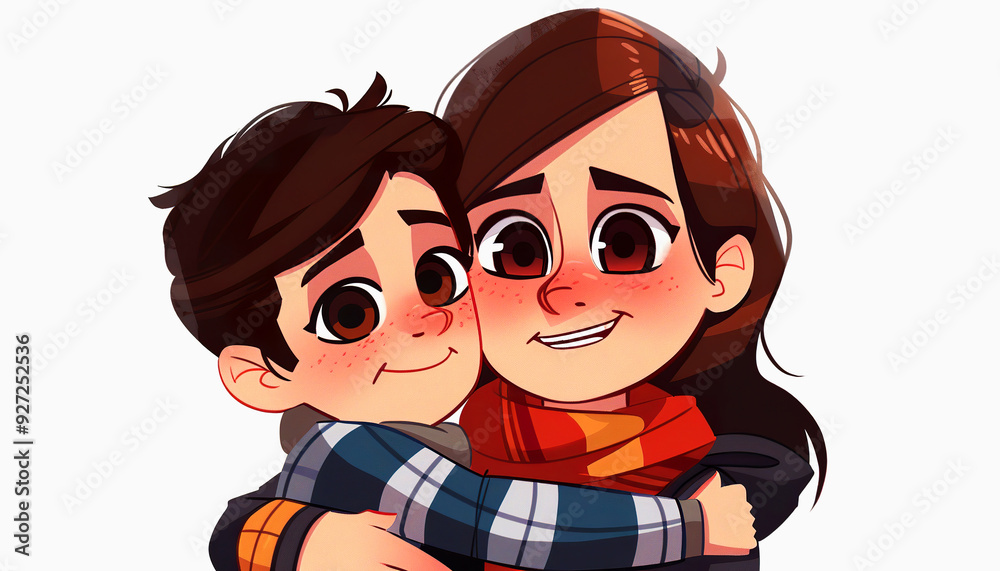 Smiling girl and boy hugging with white background Smiling girl and boy hugging with white background