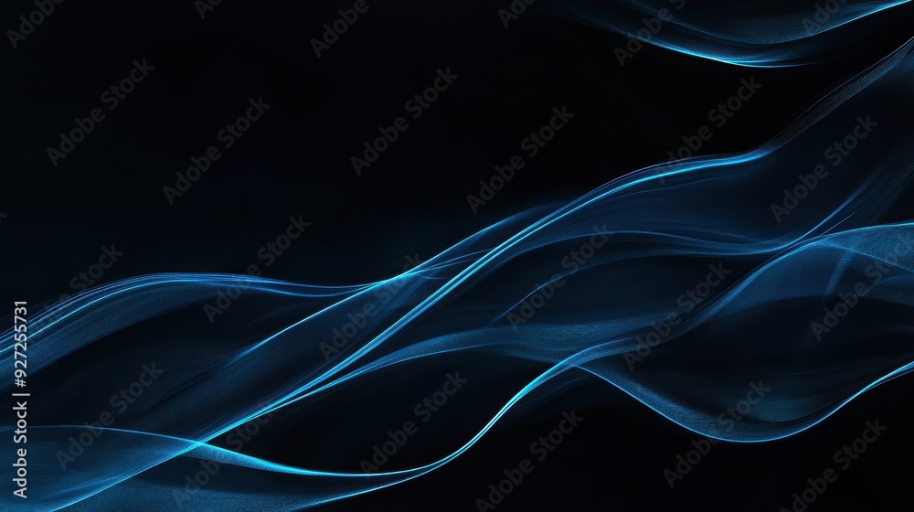 A smooth, flowing abstract design in shades of blue against a dark background. A smooth, flowing abstract design in shades of blue against a dark background.