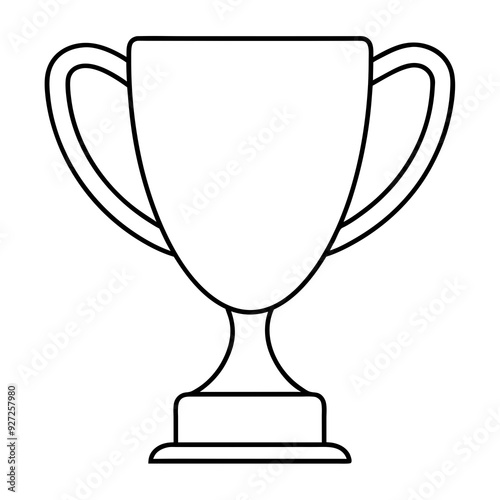 continuous single line drawing of trophy cup, line art vector illustration