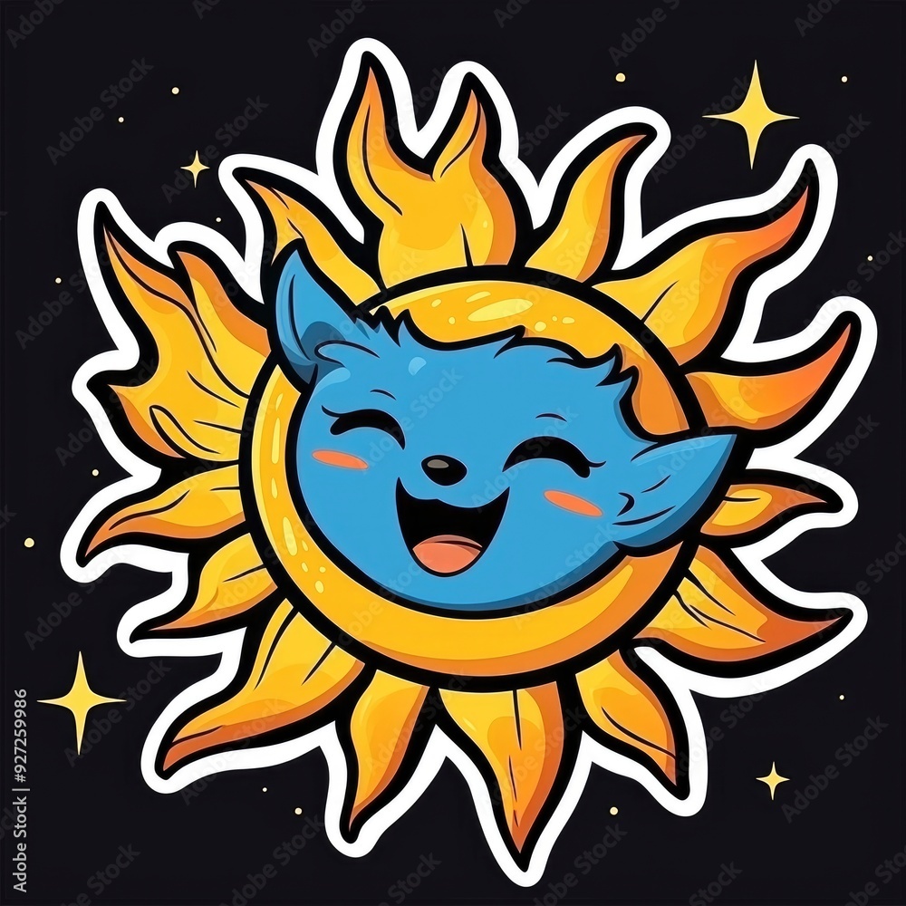 Cute Cartoon Sun with Smiling Face Cute Cartoon Sun with Smiling Face