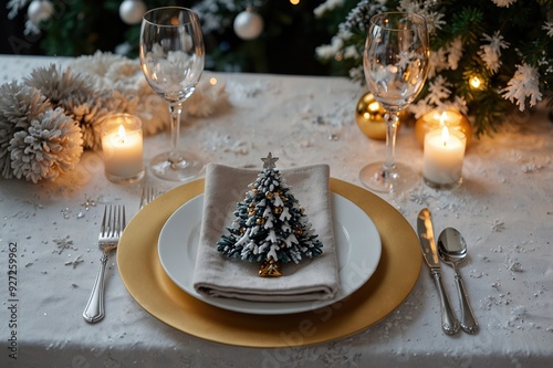 new year's eve christmas tree table setting christmas decor winter snow