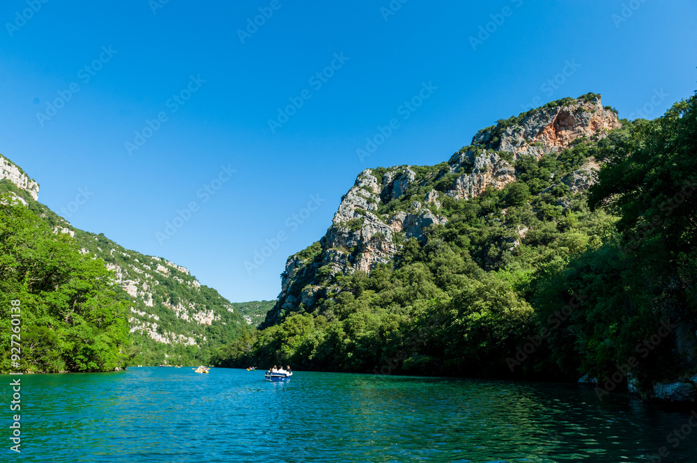 Exterior shot of the Gorges du Verdon, in the French Provence, on a beautiful summer day. This areas is also known as the european grand canyon. Exterior shot of the Gorges du Verdon, in the French Provence, on a beautiful summer day. This areas is also known as the european grand canyon.