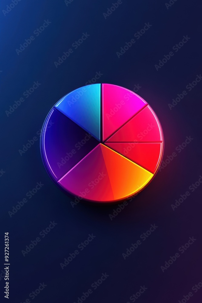 Obraz premium An abstract pie chart with concentric axes, featuring a gradient fill distribution for each segment.