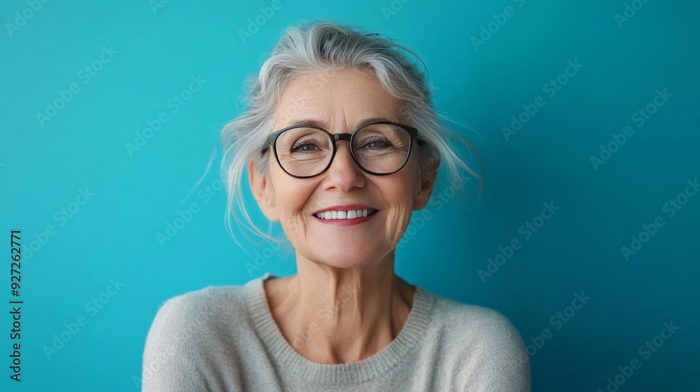 Elderly woman's portrait, beauty aging, glasses. Elderly woman's portrait, beauty aging, glasses.
