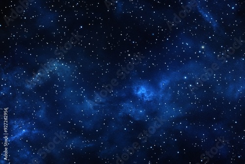 Starry Night Sky with Distant Nebulae and Twinkling Stars Against a Deep Blue Background, Digital Illustration with High Resolution, Depth of Field, and Cinematic Lighting