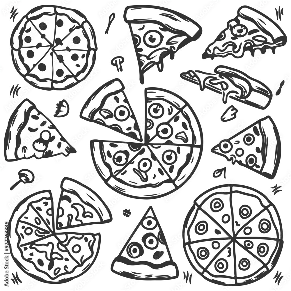 Pizza slices outline silhouette vector design Pizza slices outline silhouette vector design