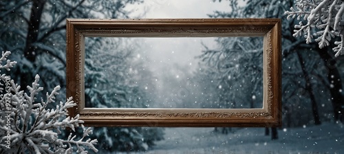 Square frame Christmas snow