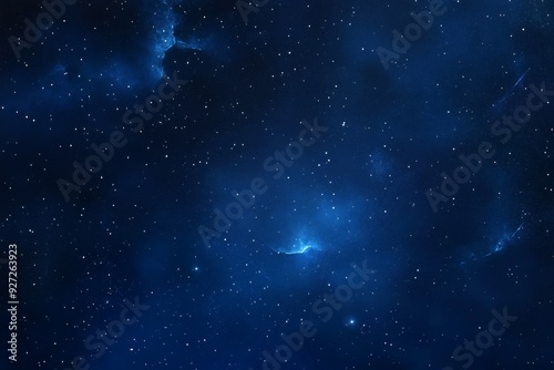 Starry Night Sky with Distant Nebulae and Twinkling Stars Against a Deep Blue Background, Digital Illustration with High Resolution, Depth of Field, and Cinematic Lighting