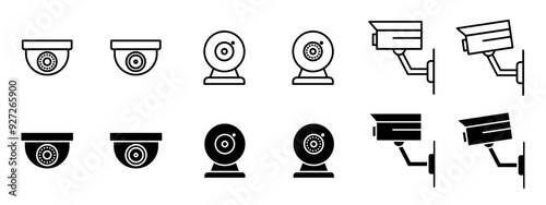cctv icon set. street surveillance video camera security vector symbols. cctv surveillance control and secure area.