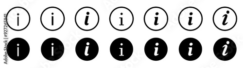 Information I Button. more info icon sign. round ask i button. question help circle with I vector symbol. inform bubble for ui design.
