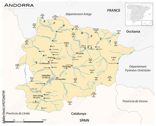 Vector map of the Principality of Andorra