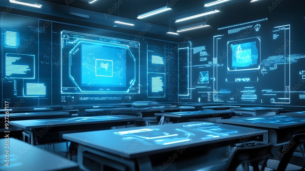 Fototapeta premium Futuristic Holographic Classroom with Advanced Digital Technology