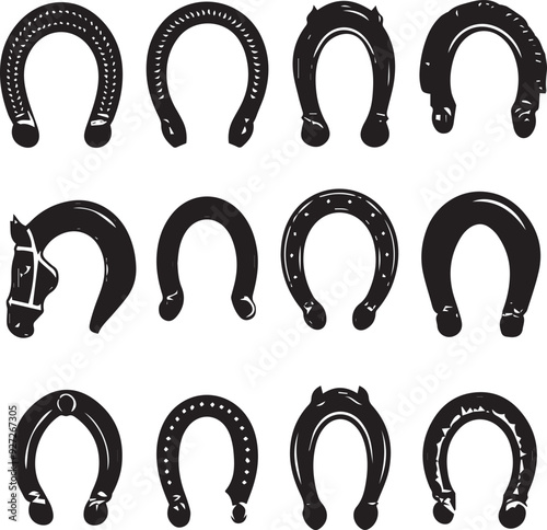 Horseshoe Shadowy Silhouette Vector Art Pack