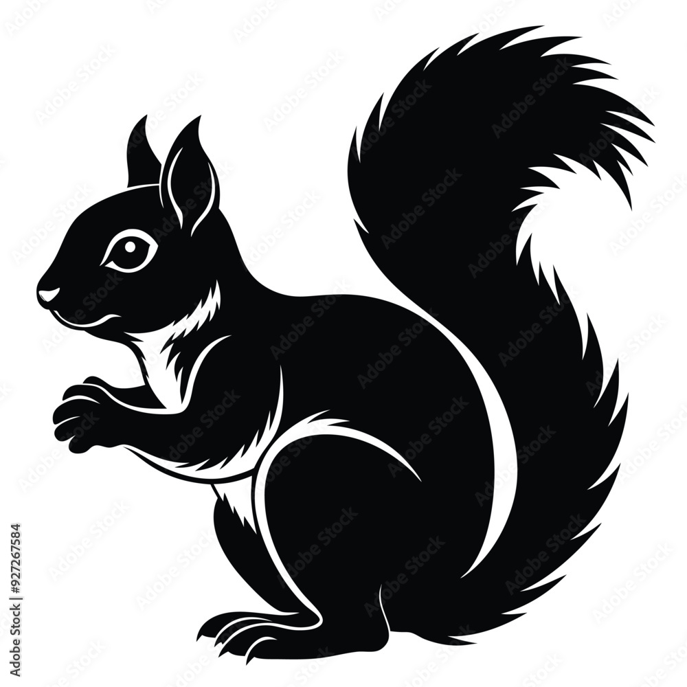 Obraz premium A black squirrel with round-eye and long tail generative AI, 