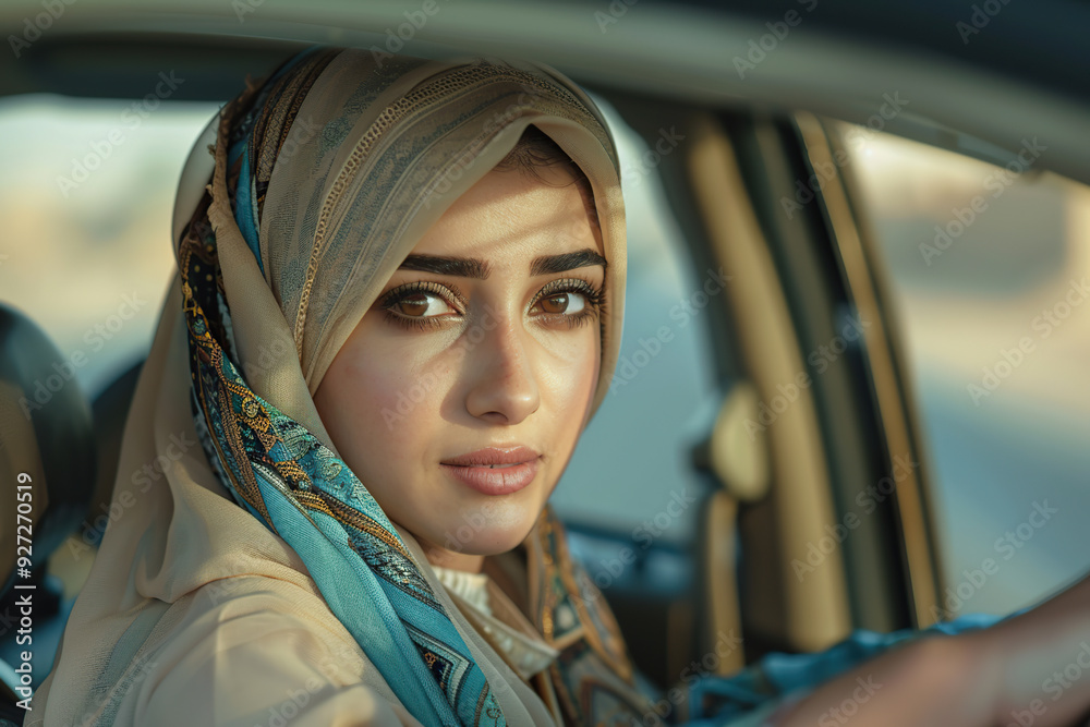 Young arabian woman driving a car Young arabian woman driving a car