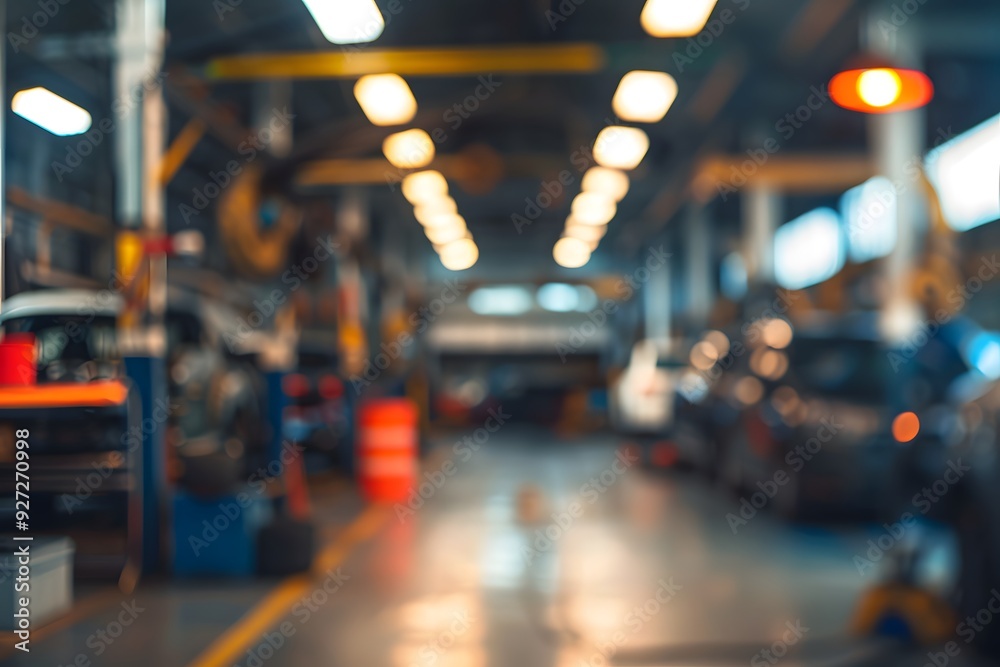Fototapeta premium Blurred auto body shop background
