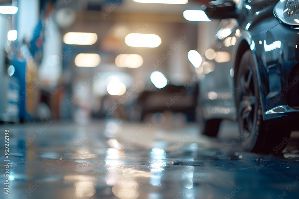 Blurred auto body shop background Blurred auto body shop background
