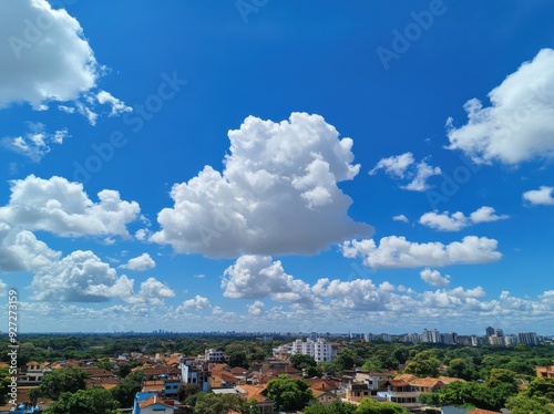 blue sky with white clouds in the background, blue sky with white fluffy clouds