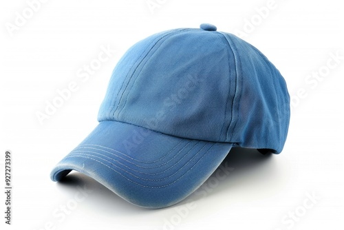 Blue baseball cap on white background