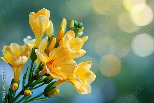 bright yellow freesia blossoms